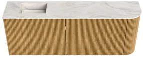 Mondiaz Joya DLux 110cm toiletmeubel ronding rechts oak met wastafel faye links 1 kraangat ostra