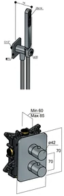 Hotbath Gal IBS40ABGP inbouwdouche met glijstang en 27x40cm hoofddouche geborsteld gunmetal PVD