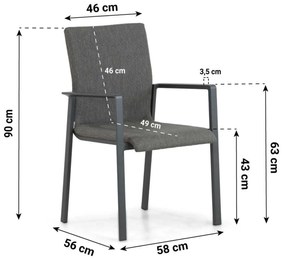 Tuinset 4 personen 90 cm Aluminium/textileen Grijs Lifestyle Garden Furniture Rome/Cesar