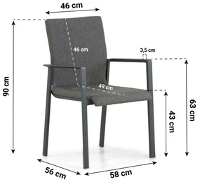 Tuinset 4 personen 180 cm Aluminium/textileen Grijs Lifestyle Garden Furniture Rome/Cesar