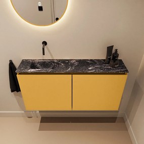 Mondiaz Ture DLux toiletmeubel 100cm ocher met wastafel lava links zonder kraangat