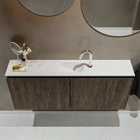 Mondiaz Ture 120cm toiletmeubel dark brown met wastafel talc midden 1 kraangat