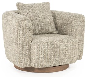 Draaibare Fauteuil Taupe Met Walnoot Hout
