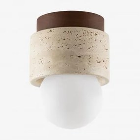 Davise Plafondlamp Van Travertijn En Hout Natuurlijke Kleuren - Sklum