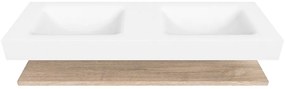 Zaro Alan badmeubel 140cm met planchet washed oak en vrijhangende wastafel cloud dubbel zonder kraangat talc