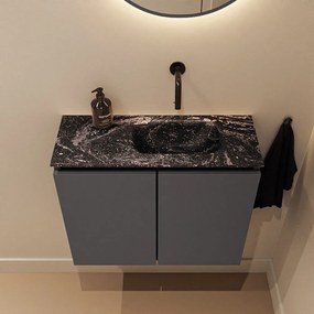 Mondiaz Ture DLux toiletmeubel 60cm dark grey met wastafel lava rechts zonder kraangat