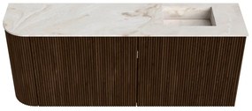 Mondiaz Joya DLux 100cm toiletmeubel ronding links walnut met wastafel faye rechts 1 kraangat frappe