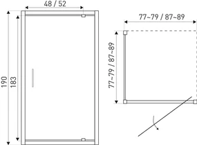 Kerra Tomar douchecabine 90x90x190 vierkant zwart