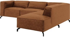 Goossens Bank Calvin cognac, micro leer, 3-zits, modern design met ligelement rechts