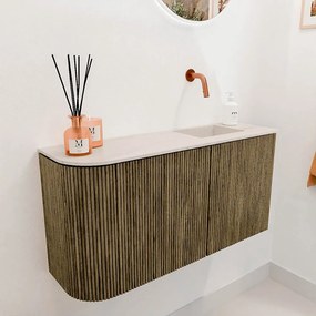 Mondiaz Joya DLux 80cm toiletmeubel ronding links dusk met wastafel faye rechts zonder kraangat meli