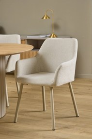 VERA Beige (stof Apia 453)/beige frame - MODERNE KUIPVORMIGE GESTOFFEERDE STOEL VOOR WOONKAMER / LOFT