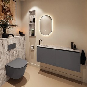 Mondiaz Ture DLux toiletmeubel 120cm dark grey met wastafel glace links met kraangat