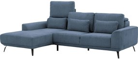 Goossens Excellent Bank Princess blauw, stof, 2,5-zits, elegant chic met chaise longue links