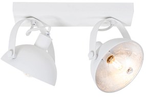 Industriële plafondlamp wit met zilver 2-lichts verstelbaar - Magnax