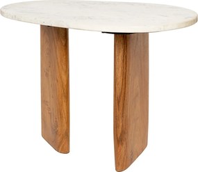 Marmeren Bijzettafel Organische Vorm - 56 X 37cm.