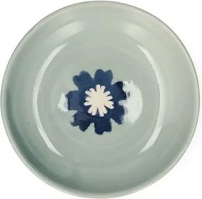 Schaaltje, steengoed, blauw, cosmosbloem, Ø8 cm