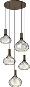 Isabel 5-lichts Hanglamp Zwart Goud