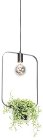 Moderne hanglamp zwart met glas rechthoekig - Roslini