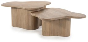By-Boo Fall Scandinavische Salontafel Set Mangohout Naturel - 75 X 75cm.