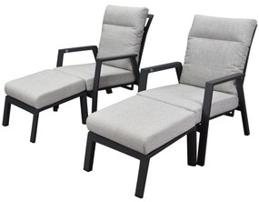 Barolo lounge balkonset 4 delig verstelbaar antraciet aluminium