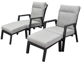 Barolo lounge balkonset 4 delig verstelbaar antraciet aluminium