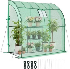 VEVOR Kas 198x100x200 cm, Foliekas, Tomatenkas, Tomatenkas met raam, PE-hoes, Plank, Oprolbare deuren met ritssluiting, Buitenkas