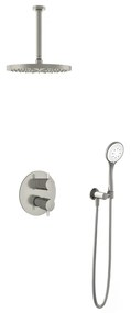 Hotbath Get Together IBS2RAGN inbouwdouche met 3s handdouche, 30cm plafondbuis en 30cm hoofddouche geborsteld nikkel