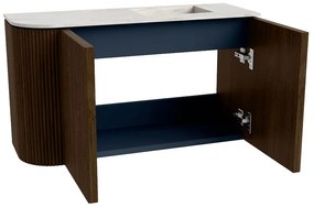 Mondiaz Joya DLux 70cm toiletmeubel ronding links walnut met wastafel faye rechts zonder kraangat ostra