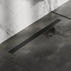 Brauer Douchegoot - 100x7.5cm - vloerflens - tegelinlegrooster omkeerbaar - RVS - zwart mat DR-MRF100S