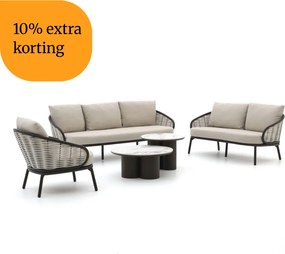 + 10% kassakorting | Stoel-bank loungeset Apple Bee | 6 personen | Loungeset Beige | Wicker (vlechtwerk) | Kees Smit Tuinmeubelen