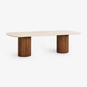 Sirvon Rechthoekige Tuin Tafel Van Beton En Acaciahout 230 X 110 Cm - Sklum