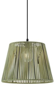Buiten hanglamp zwart met groene kap van touw IP44 - Cava Jayla