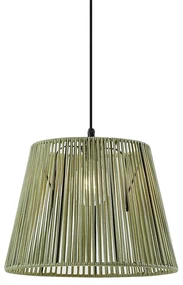 Buiten hanglamp zwart met groene kap van touw IP44 - Cava JaylaJapandi Minimalistisch E27 IP44 Buitenverlichting rond