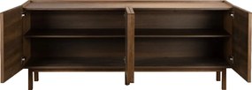 Walnoot Dressoir Met Stoffen Deuren 180 Cm - 180x40x60cm.
