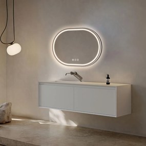Saniclear Triova ovale spiegel 80x60cm met verwarming, directe en indirecte verlichting