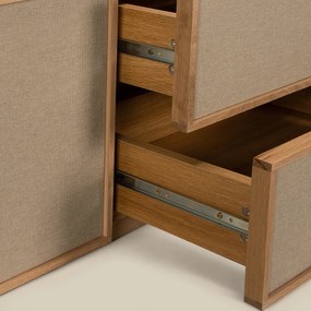 Eiken Tv-meubel Met Stoffen Deuren 180 Cm - 180x40x40cm.