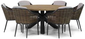 Tuinset Ronde Tuintafel 6 personen 160 cm Wicker Taupe Coco Olivine/Rockville