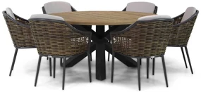 Tuinset Ronde Tuintafel 6 personen 160 cm Wicker Taupe  Coco Olivine/Rockville