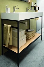 Muebles Davinci staand badkamermeubel 120cm inclusief wastafel 2 kraangaten, mat zwart frame