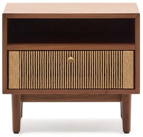 Kave Home Elan Retro Nachtkastje Walnoot Met Touw - 51x41x45cm.