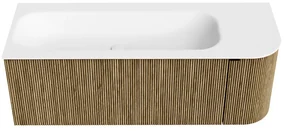 Mondiaz Kurve 125cm badmeubel ronding rechts dusk met 1 lade en deur en wastafel big medium links zonder kraangat