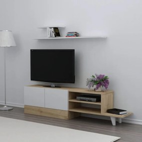 Homemania Tv-meubelset Derin 159,5x31,5x40 cm wit en eikenkleurig