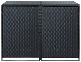 vidaXL Containerberging dubbel 148x80x111 cm poly rattan zwart