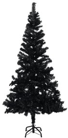 vidaXL Kunstkerstboom met LED's en standaard 120 cm PVC zwart