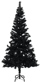 vidaXL Kunstkerstboom met LED's en standaard 120 cm PVC zwart