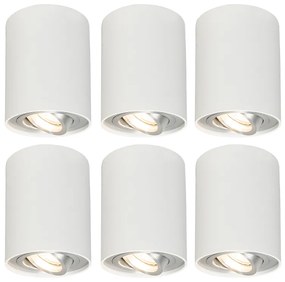 Set van 6 Spot / Opbouwspot / Plafondspots wit draai- en kantelbaar - Rondoo up Modern GU10 Binnenverlichting Lamp