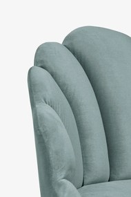 Lichtblauwe velvet schelpstoel