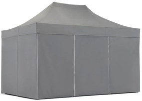 Antraciet Manta tuinpaviljoen met Garden Point gordijnen