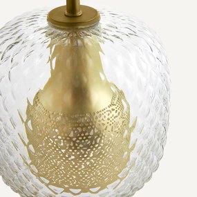 Tafellamp, messing en bewerkt glas, Mistinguett