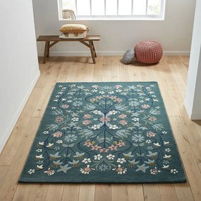 Vloerkleed, bloemmotief, 100% wol, KEILA